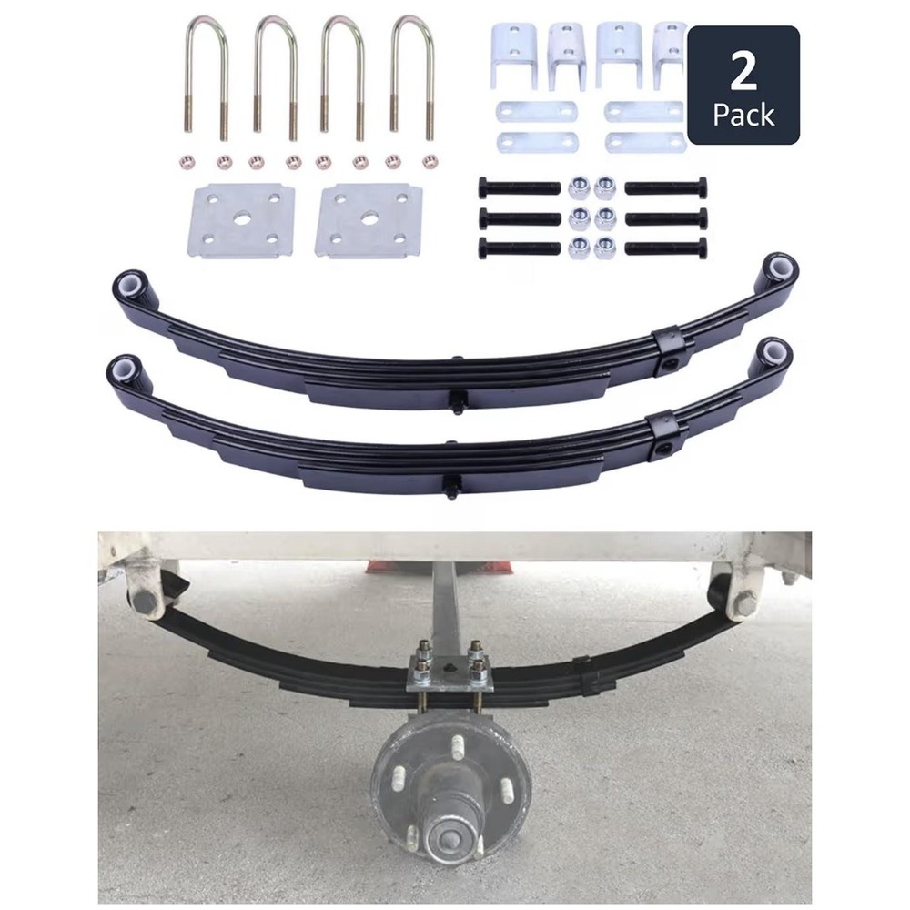 Trailer Leaf Spring Kit 3500lb Single Axle 4 Leaf 2 Pack Black U-Bolt Hanger